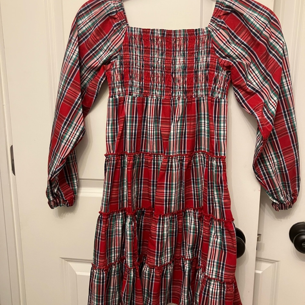 Crown & Ivy Red Green Smocked Dress